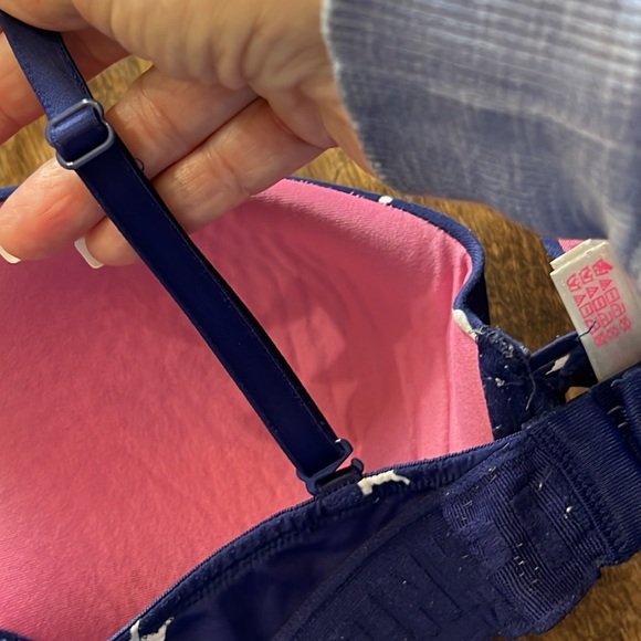 VICTORIA’S SECRET PINK Wear Everywhere Push Up Bra Navy Logo Dog Size 34C - Picture 3 of 8